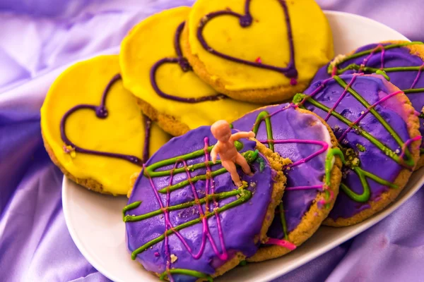 Mardi Gras cookie s dítětem — Stock fotografie