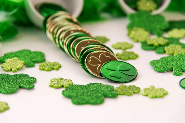 Saint Patrick\'s Day - coins and shamrocks