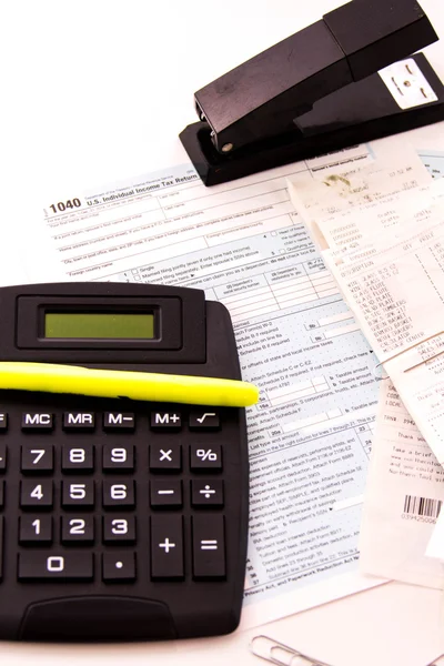 Tax preparation supplies and tax forms — Stock Photo, Image