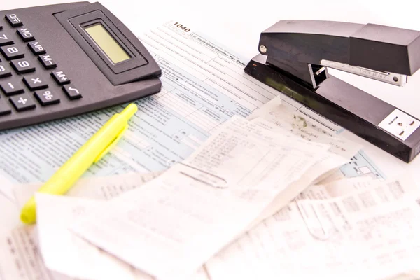 Tax preparation supplies and tax forms — Stock Photo, Image