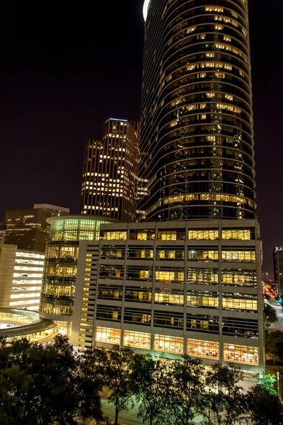 Downtown Houston buildings at night — Stock Photo, Image