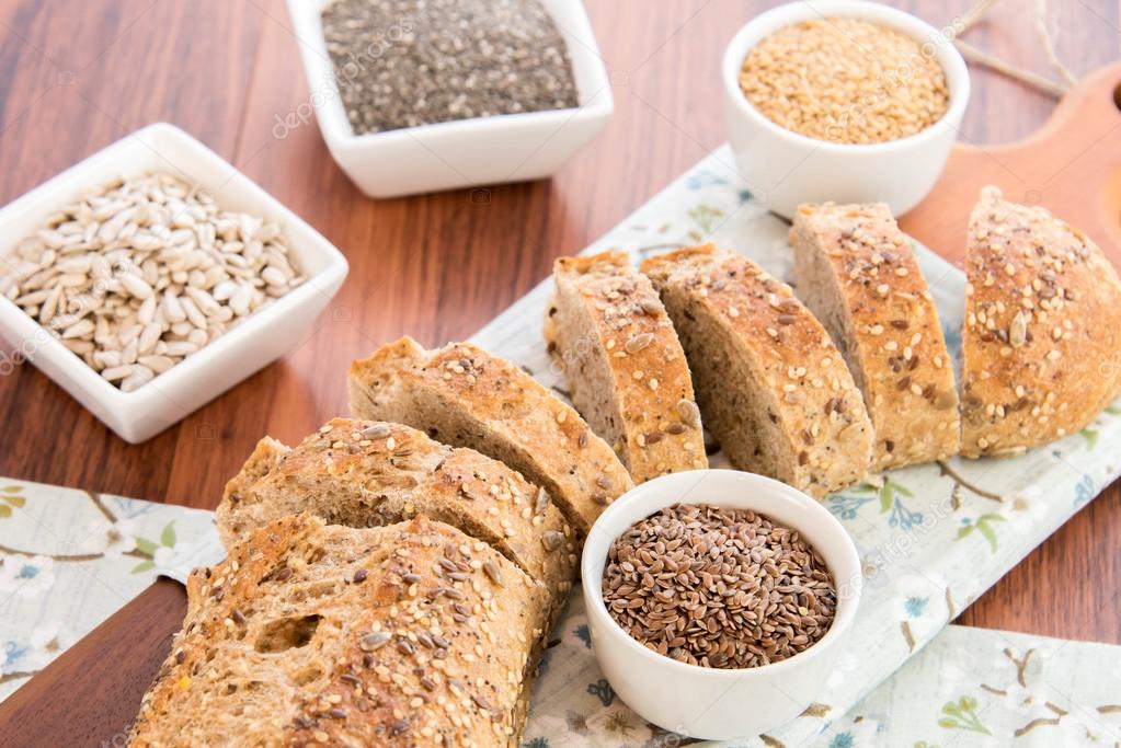 a fresh baked loaf of whole grains bread