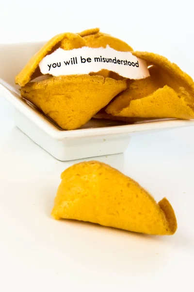 Galleta de la fortuna abierta - SERÁ MISUNDERSTOOD — Foto de Stock