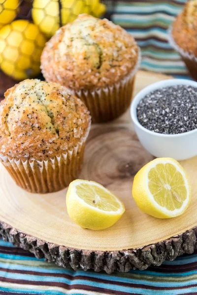Νωπά ψημένα λεμόνι muffins poppyseed — Φωτογραφία Αρχείου