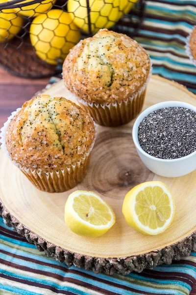 Fresh baked lemon poppyseed muffins — Stock Photo, Image