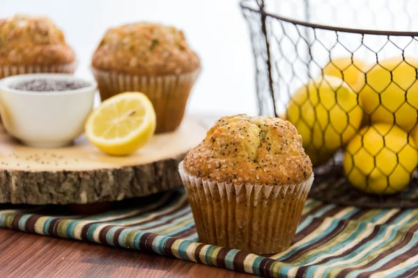 Fresh baked lemon poppyseed muffins — Stock Photo, Image