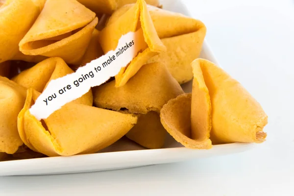 Open fortune cookie - YOU ARE going to make MISTAKES Стоковое Фото