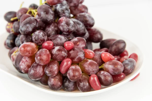 Violette Trauben gegen violette Gelee-Bohnen — Stockfoto