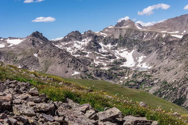 Mountain landscape scenery with blue sky above timberline Royalty Free Stock Images