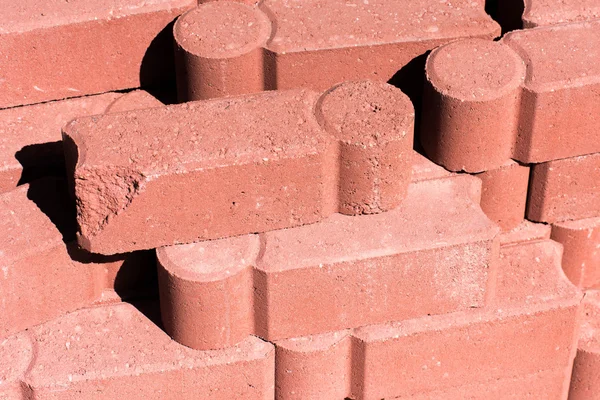 Outdoor building materials: stacked concrete masonry — Stock Photo, Image