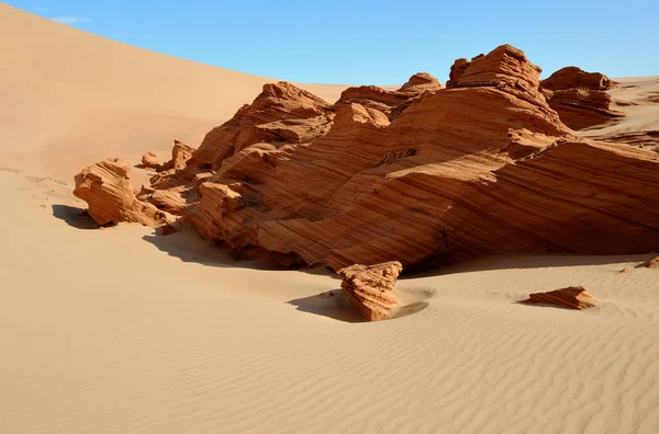 Structures Sable Pétrifié Comme Des Rochers Dans Désert Namib — Photo