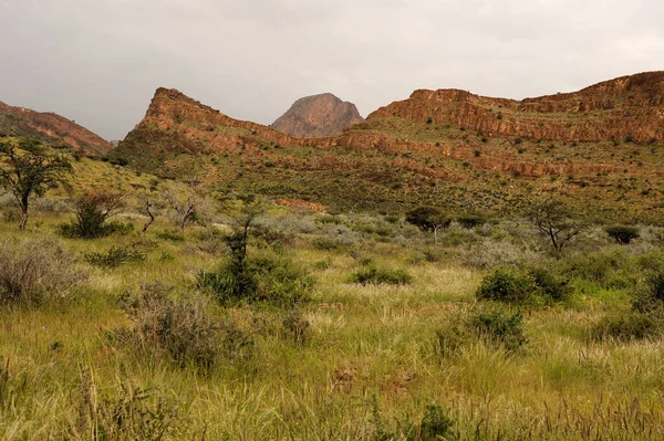 Ein Seltenes Gewitter Über Den Naukluft Mountains Namibia — Stockfoto