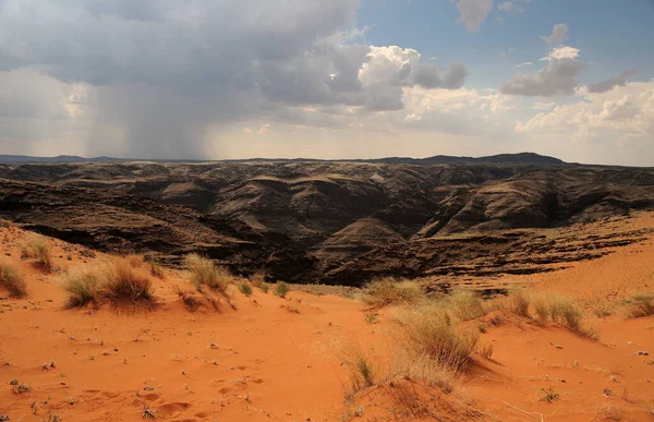 Chuva Trovão Isolada Deserto Namíbia Imagem De Stock