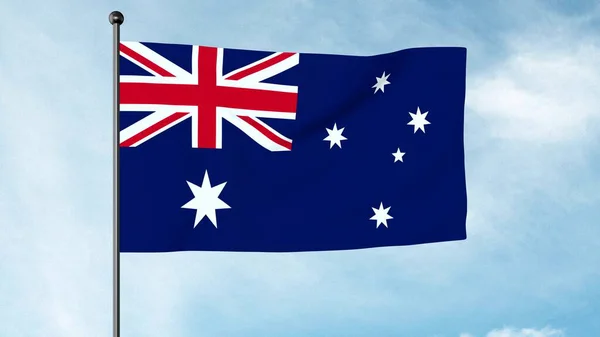 3D Illustration of Australia İngiliz denizcilik üzerine kuruludur. Kantonda ya da üstte Birleşik Krallık bayrağı olan mavi bir alan..