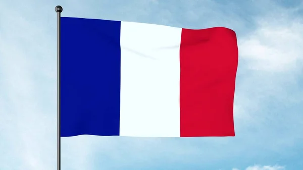 3D Illustration of The flag of France is a tricolour flag featuring three vertical bands coloured blue, white, and red. the French Tricolour or simply the Tricolour