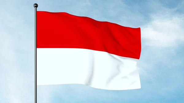 Endonezya Bayrağı 'nın 3D Illustration of The Flag of Endonezya iki eşit yatay şeritli basit bir bicolor, kırmızı ve beyaz toplam oranı 2: 3.