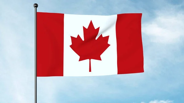 Illusztráció Kanada Nemzeti Zászló Kanadai Zászló Juharfalevél Áll Egy Piros Stock Kép