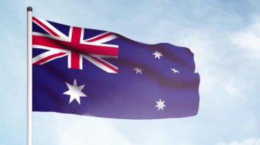 3D Illustration of Australia İngiliz deniz mavisi bayrağı üzerine kuruludur. Kantonda veya üstte Birleşik Krallık bayrağı olan mavi bir alan..