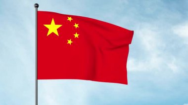 3D İllüstrasyon Çin bayrağı, resmi olarak Çin Halk Cumhuriyeti 'nin Ulusal Bayrağı ve aynı zamanda 5 yıldızlı Kızıl Bayrak olarak da bilinir..