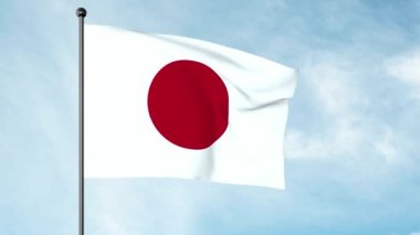 Japonya 'nın ulusal bayrağının 3D Illustration' ı merkezinde kırmızı bir daire taşıyan dikdörtgen beyaz bir pankarttır. Nisshki, Hinomaru. Doğan Güneşin Ülkesi.