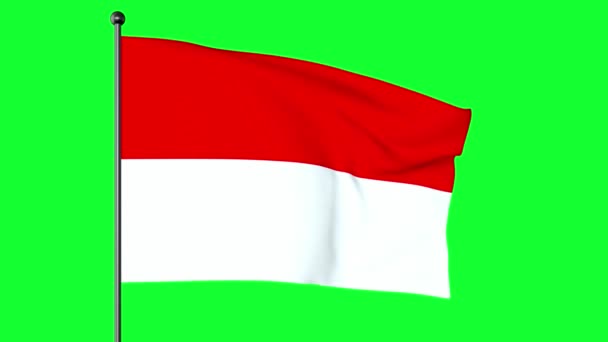 Zöld Képernyő Illusztráció Zászló Indonézia Egy Egyszerű Bicolor Két Egyenlő — Stock videók