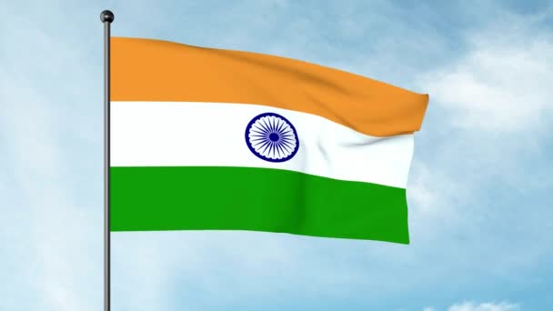 Illustration Drapeau National Inde Est Tricolore Rectangulaire Horizontal Safran Indien — Video