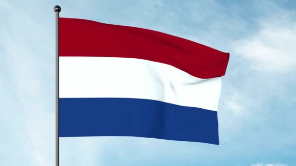 Ілюстрація Прапора Нідерландів Горизонтальний Триколор Червоного Білого Синього Кольорів Сучасний — стокове відео