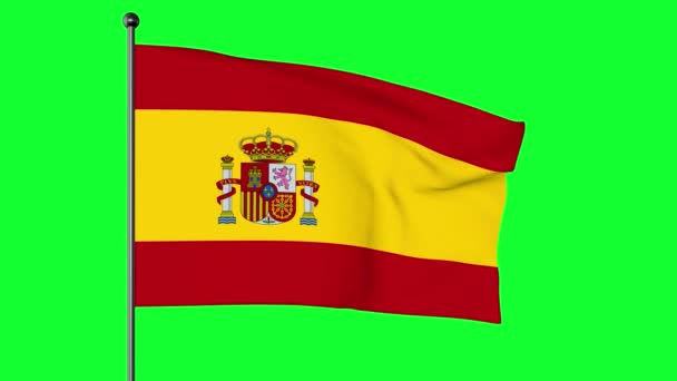 Grön Skärm Illustration Spaniens Flagga Består Tre Horisontella Ränder Röd — Stockvideo