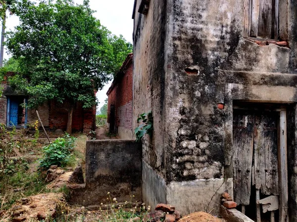 Stará Vesnice Dům Zeď Červených Cihel Indii — Stock fotografie