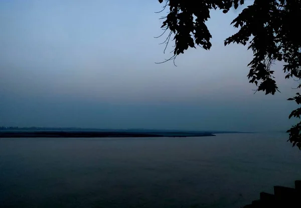 Belle Vue Sur Rivière Ganga Avant Lever Soleil — Photo