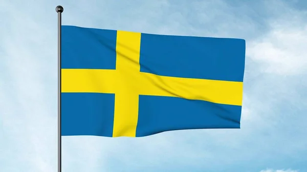 Illustration Flag Sweden Consists Yellow Gold Nordic Cross Field Light — Stock Photo, Image