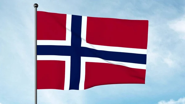 Norveç bayrağının 3 boyutlu görüntüsü kırmızıdır. Mavi bir İskandinav haçı ile birlikte bayrakların kenarlarına kadar uzanan beyaz bir haçtır.