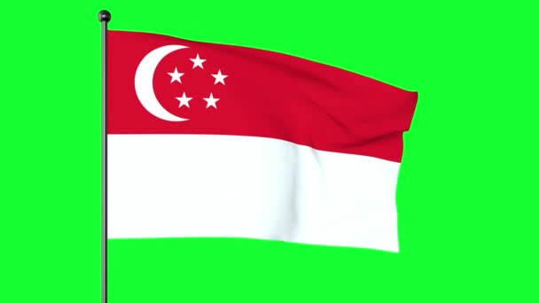 Groen Scherm Van Nationale Vlag Van Singapore Singaporese Vlag Horizontale — Stockvideo