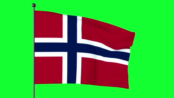 Groen Scherm Illustratie Van Vlag Van Noorwegen Rood Met Een — Stockvideo