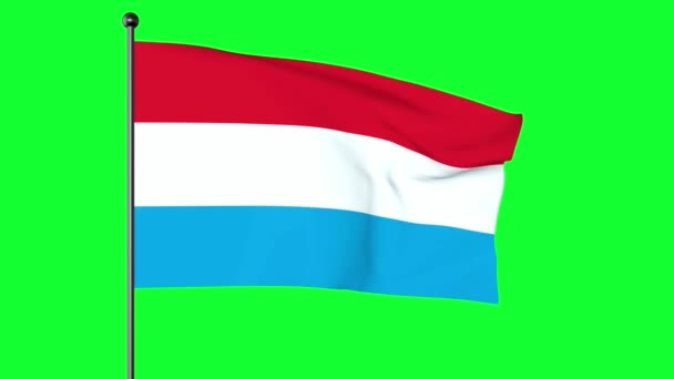 Schermo Verde Illustrazione Della Bandiera Lussemburghese Tricolore Strisce Orizzontali Uguali — Video Stock