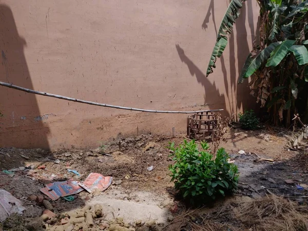 インド北部の村の家の掃除されていない裏庭 — ストック写真