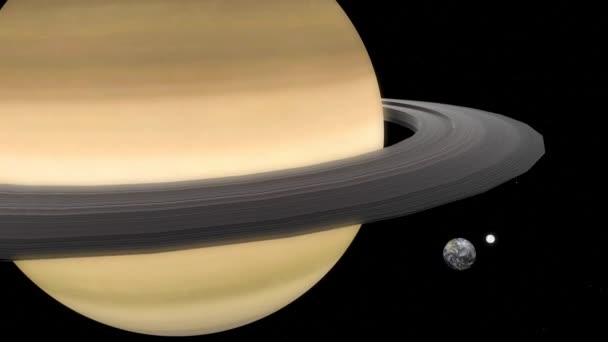 Green Screen Erde Mond Und Planet Saturn Vergleich Saturn Ist — Stockvideo