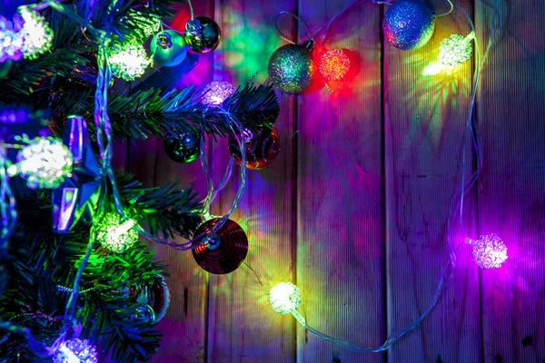 Árvores de Natal e luzes e decoração — Fotografia de Stock