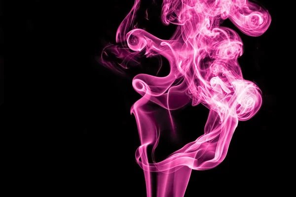 Pink smoke on black background — Stock Photo, Image