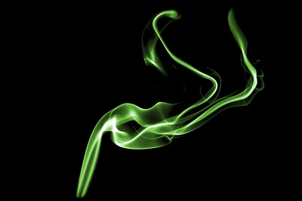 Green smoke with lights on black background — Stock Photo, Image