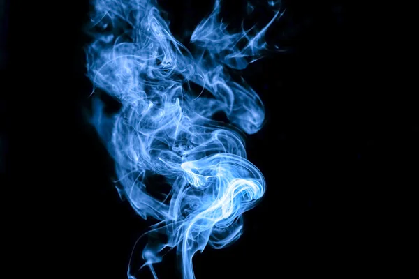 Blue smoke on black background — Stock Photo, Image