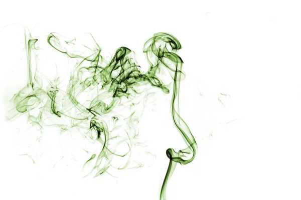 Green smoke isolated on white background — Stock Photo, Image