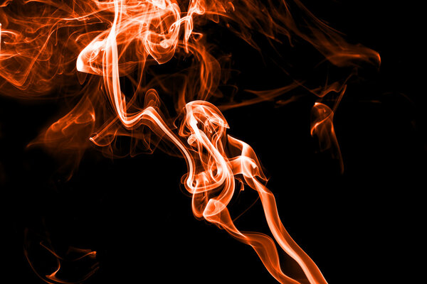 Fire and smoke isolated with light on back background