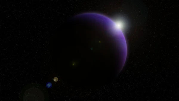 Violet planeet met de rijzende zon — Stockfoto