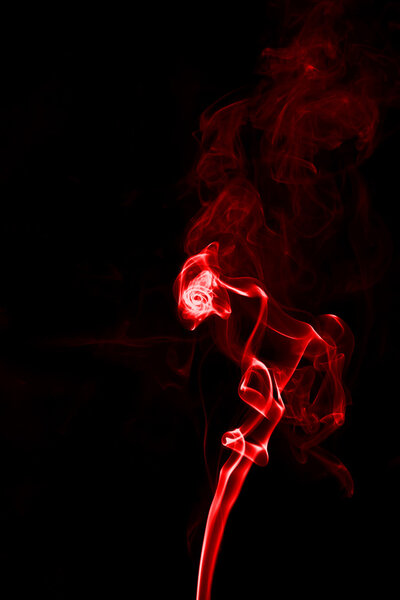 Abstract red smoke isolate on black background