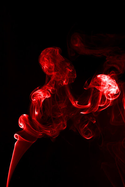 Abstract red smoke isolate on black background