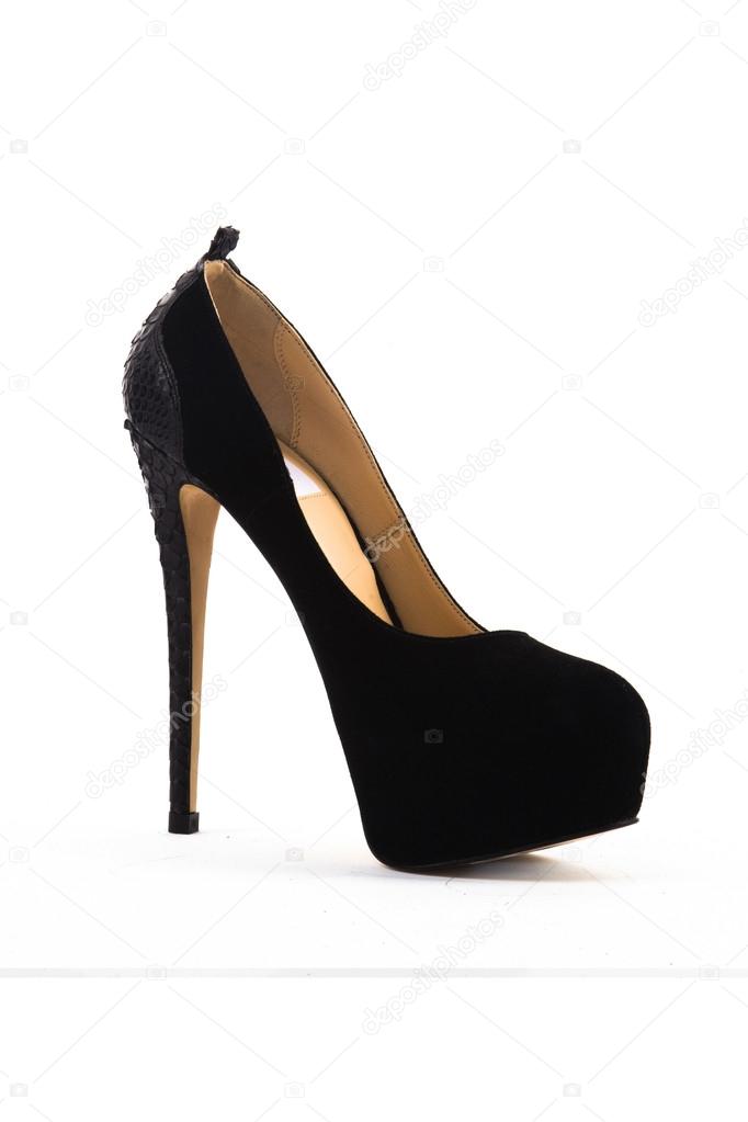 Elegant fashionable shoes with high heels isolated