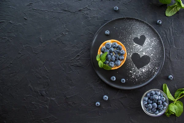 Makanan Penutup Lezat Sehat Dari Kue Tart Blueberry Keju Dekorasi — Stok Foto