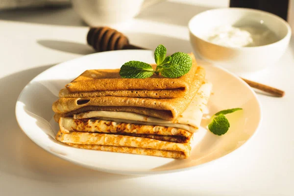 Stack Freshly Baked Pancakes Breakfast — Stock Photo, Image