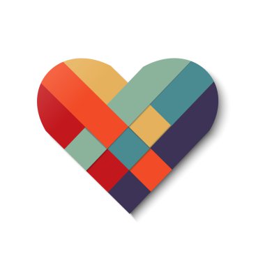 Kağıt şerit renk kalp dokuma. Vektör çizim